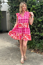 Always Falling For Floral Mixed Print Dress