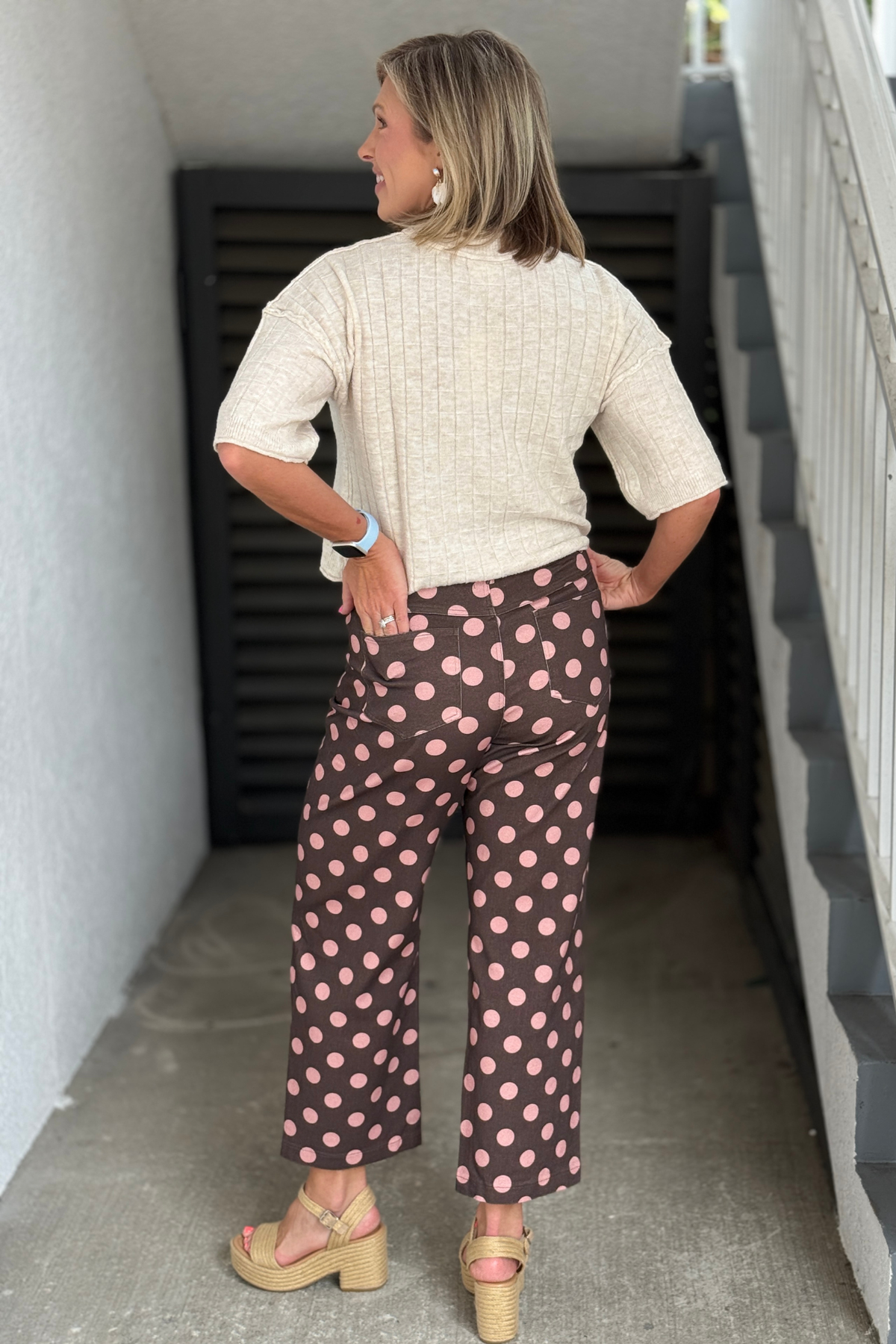 Back view of stretch cotton twill pants