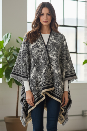 The Aspen Ridge Textured Jacquard Ruana Poncho