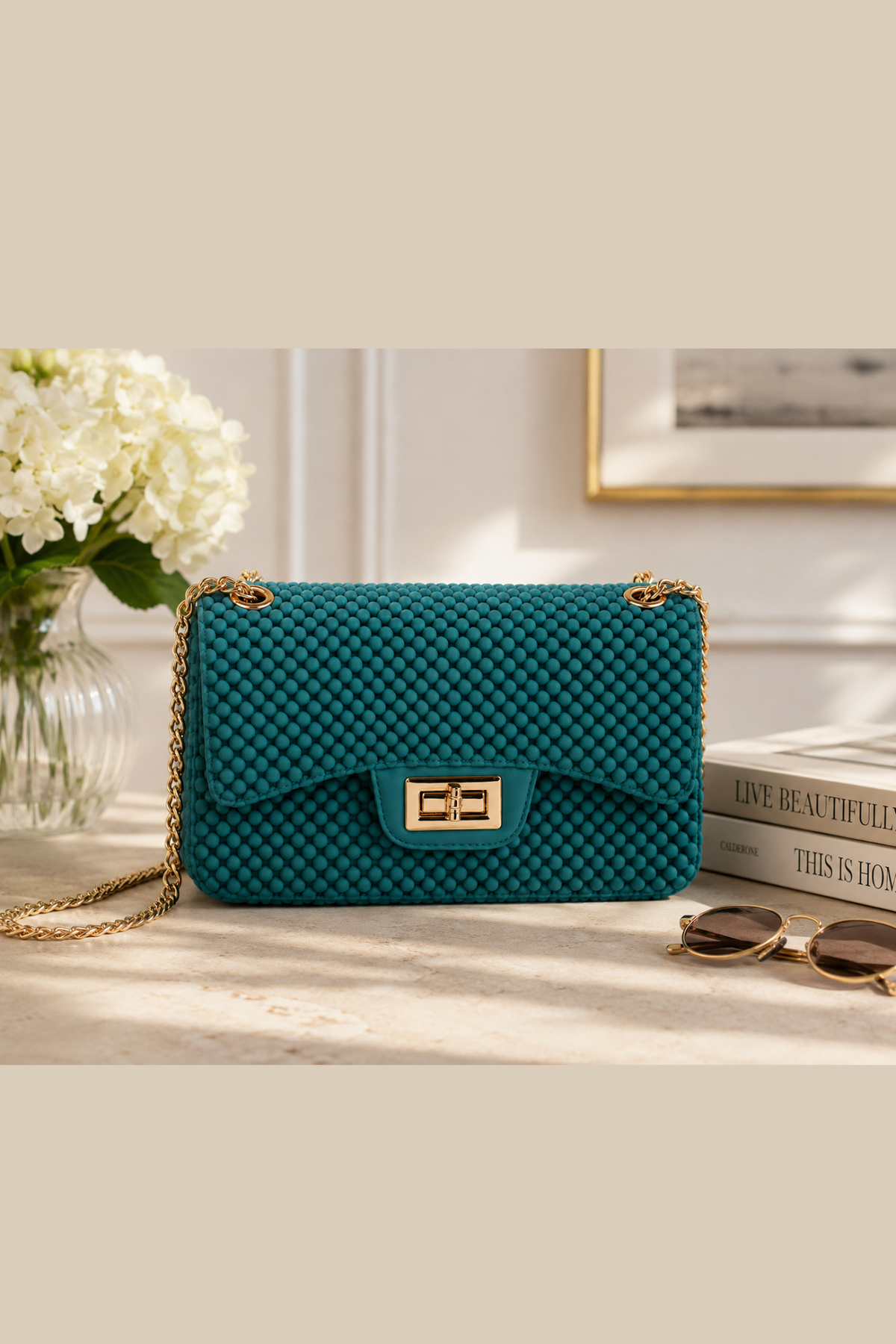 Seaside Luxe Jelly Bead Crossbody Bag in Tea