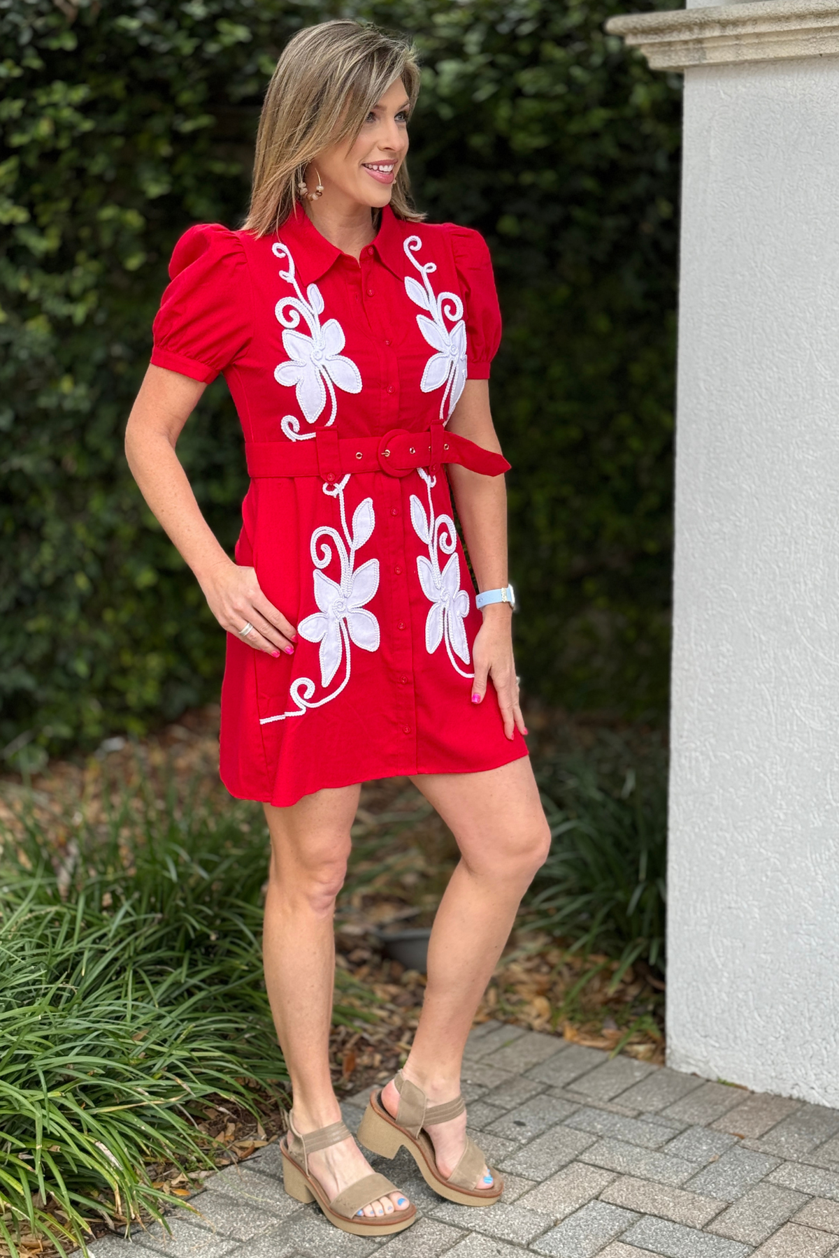 Collared linen boutique mini dress