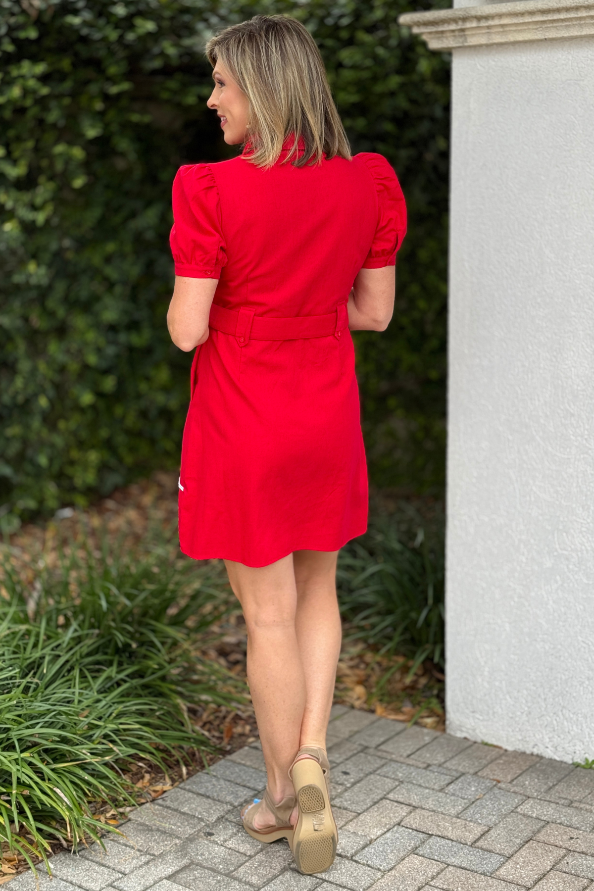 Women’s tailored red linen dress