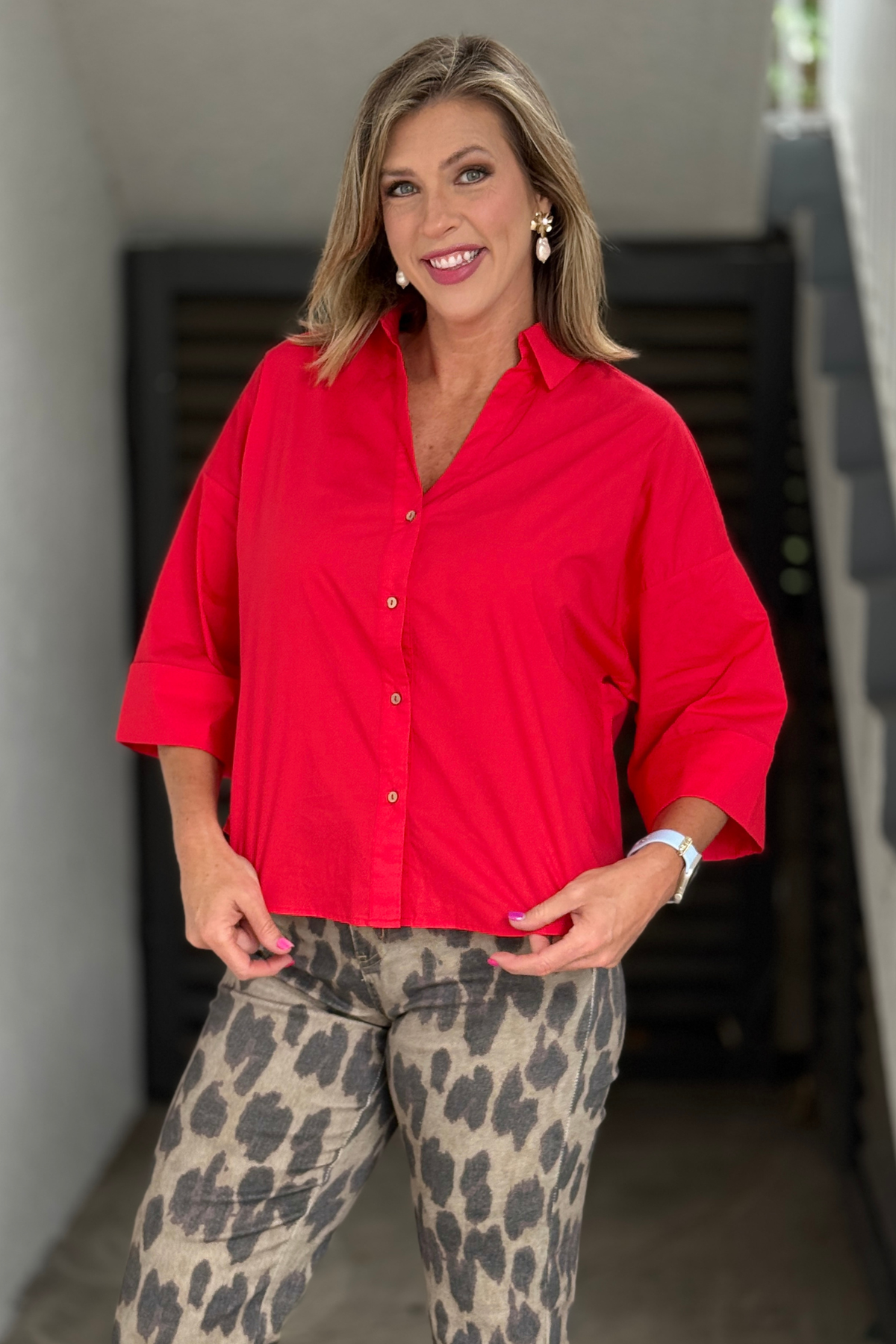 Relaxed fit red boutique top