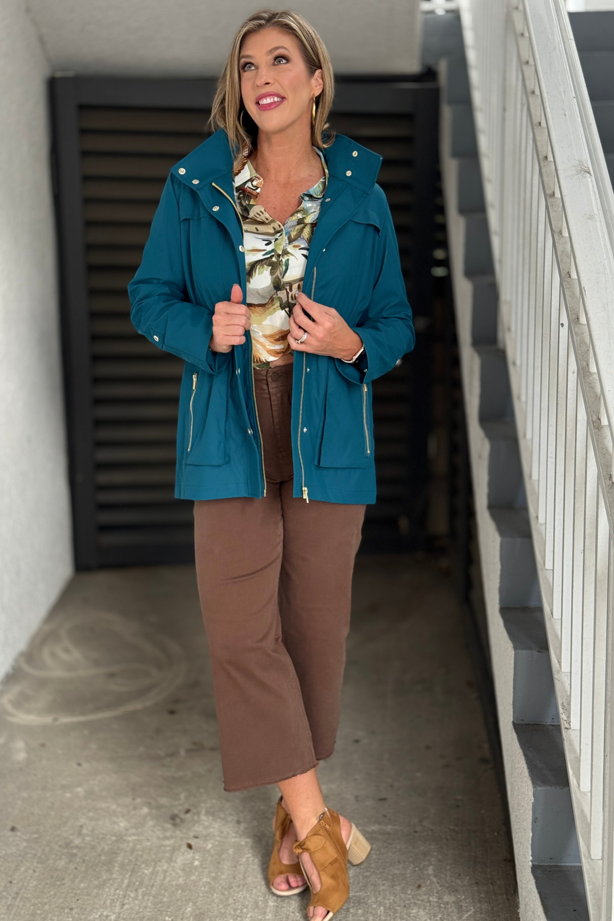 Renuar Raining Pretty Jacket in teal front view