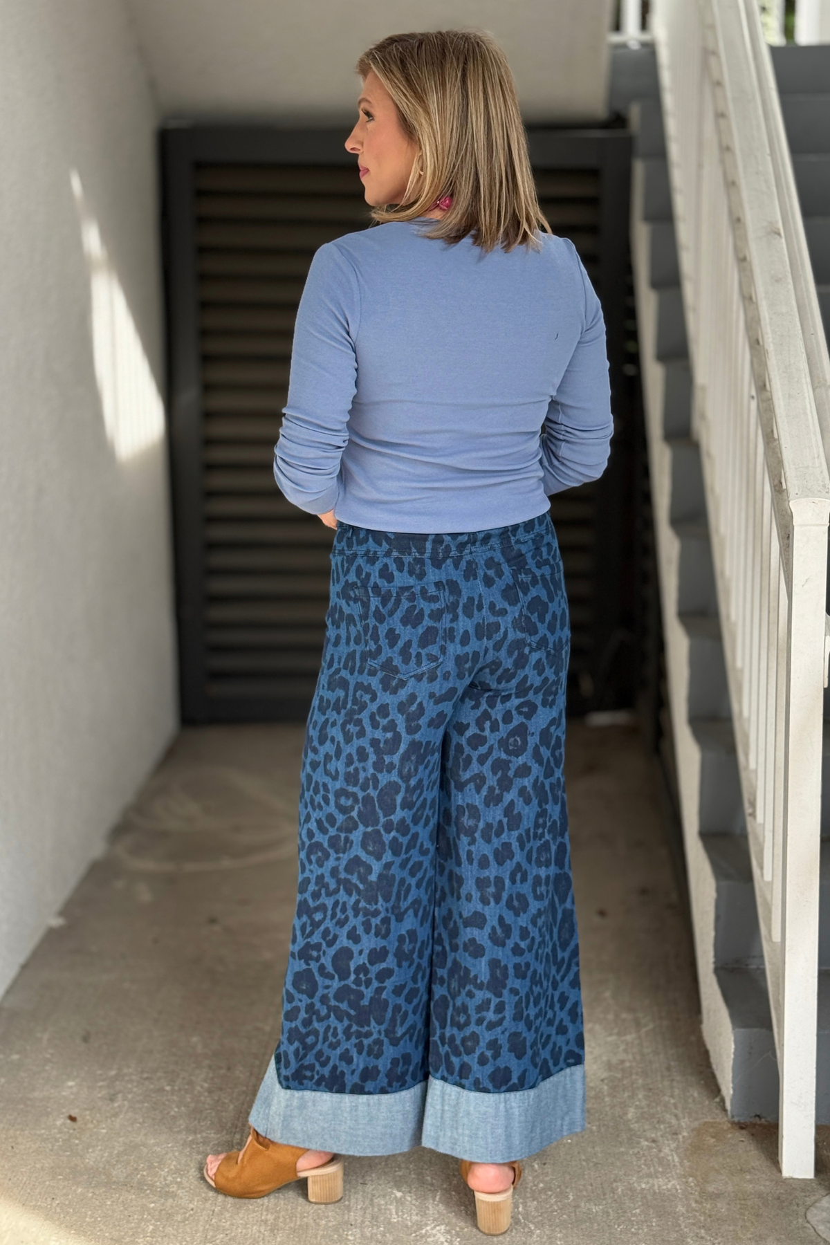 Renuar leopard denim pants with matching jacket