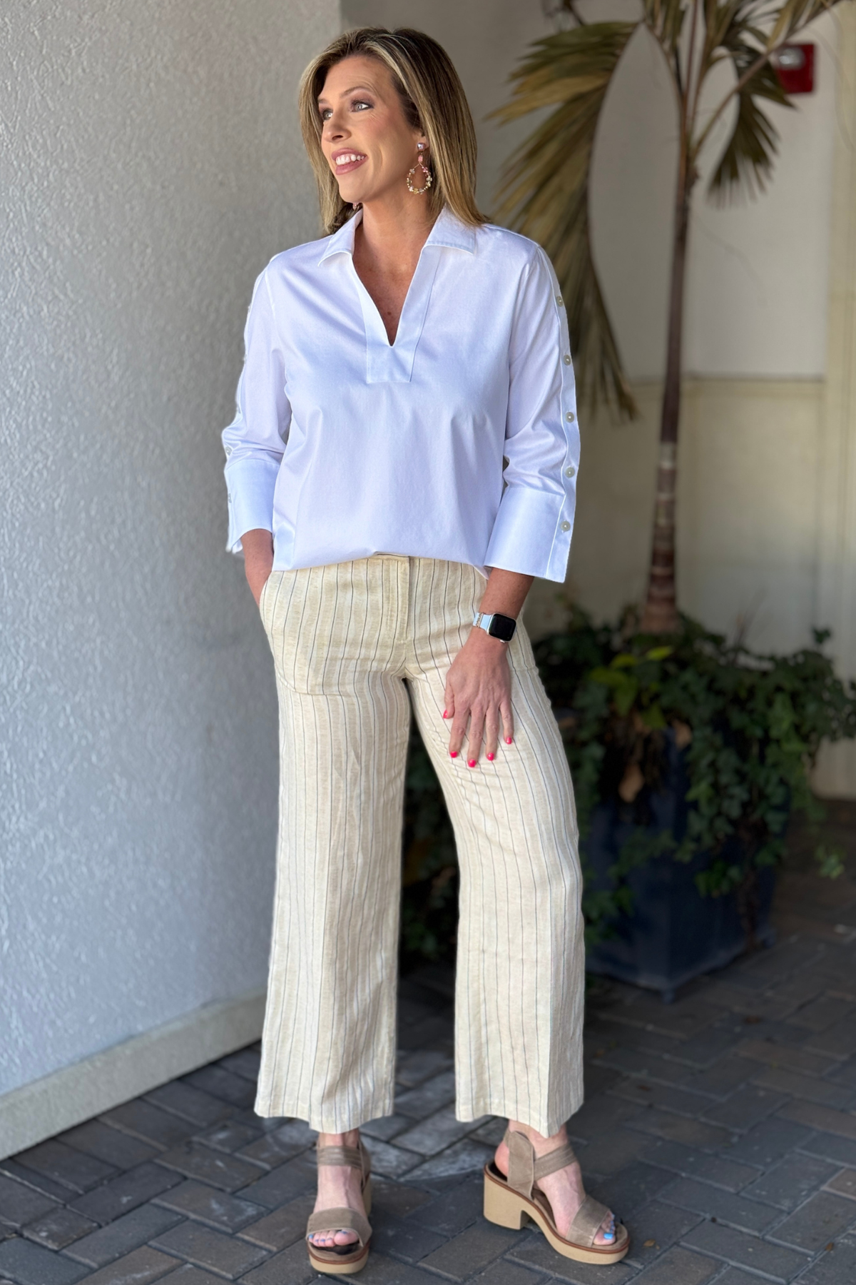 Renuar coastal stripe lightweight boutique pants