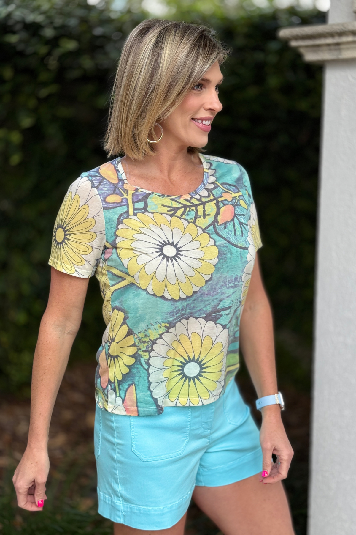 colorful floral boutique tee