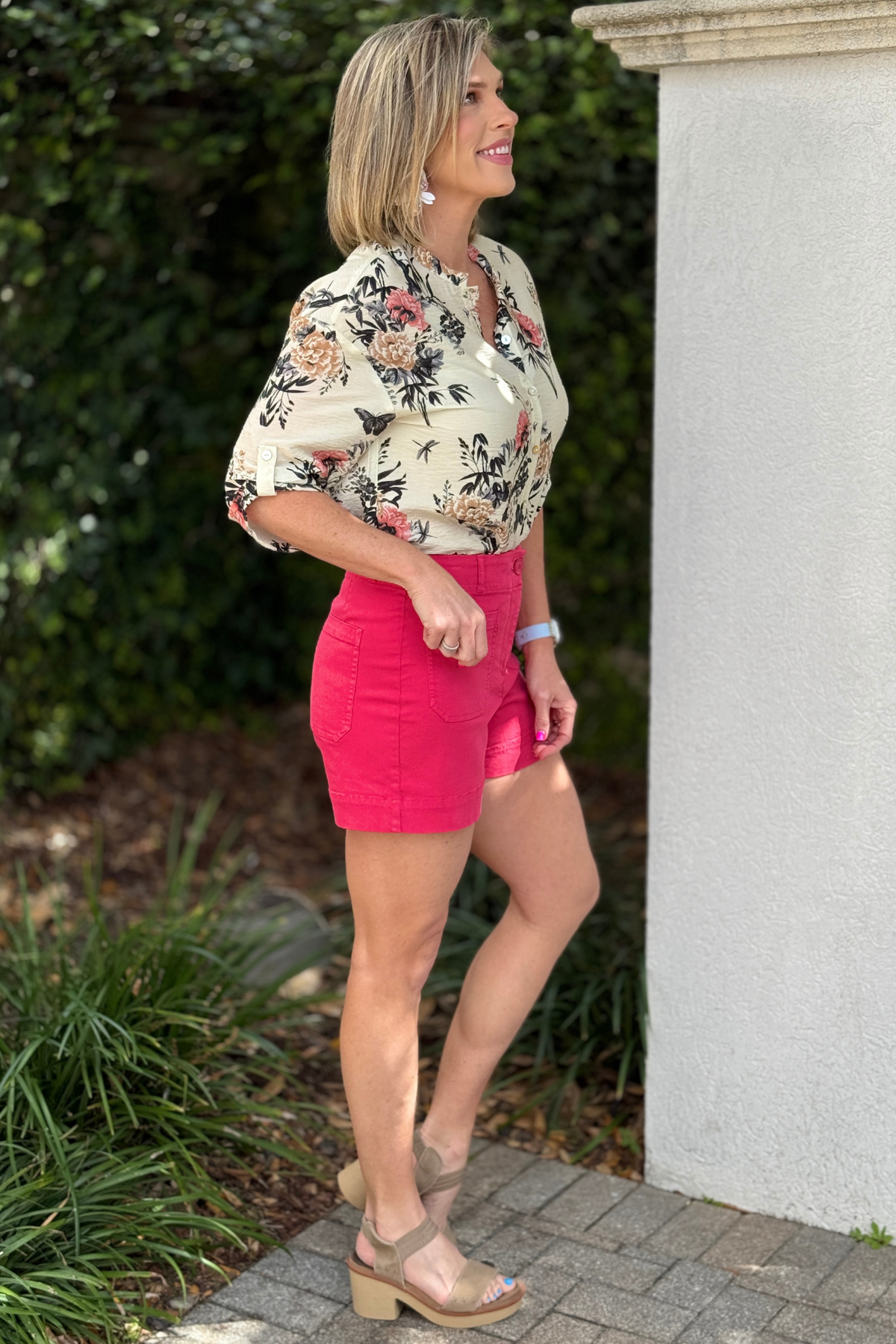 High rise terracotta boutique shorts with 4.5 inch inseam