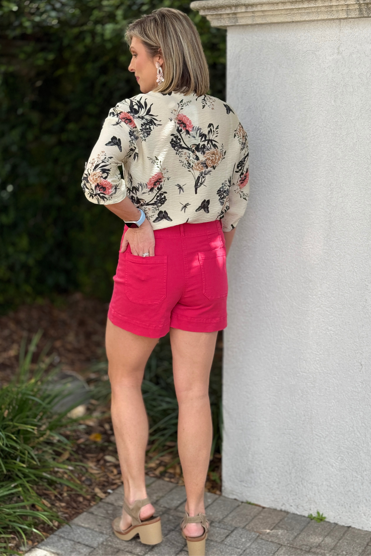 Lightweight summer shorts for women in soft terracotta fabric