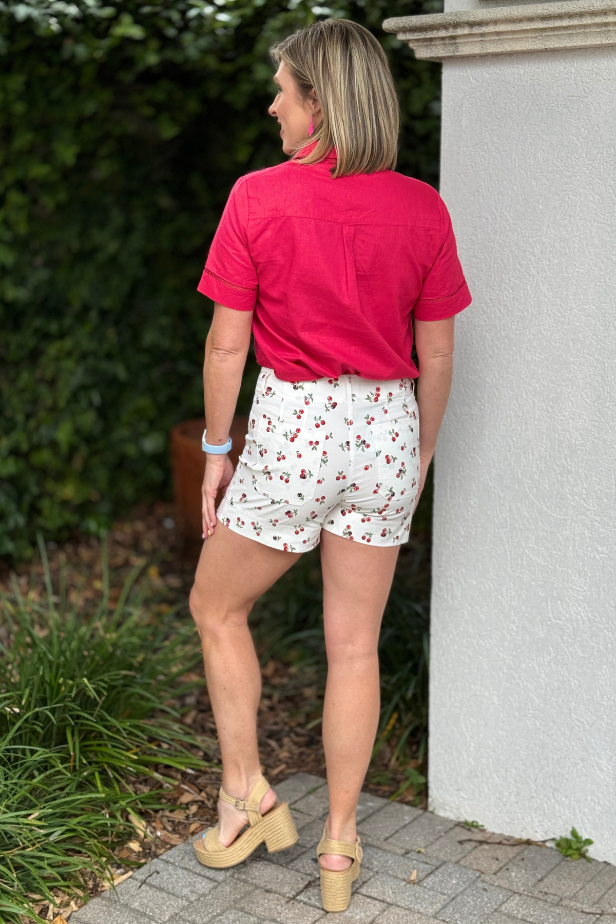 playful cherry print boutique shorts styled casually