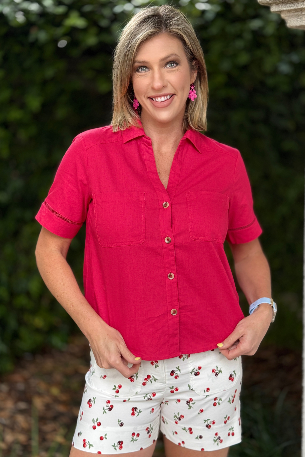 lightweight renuar button front summer blouse for women