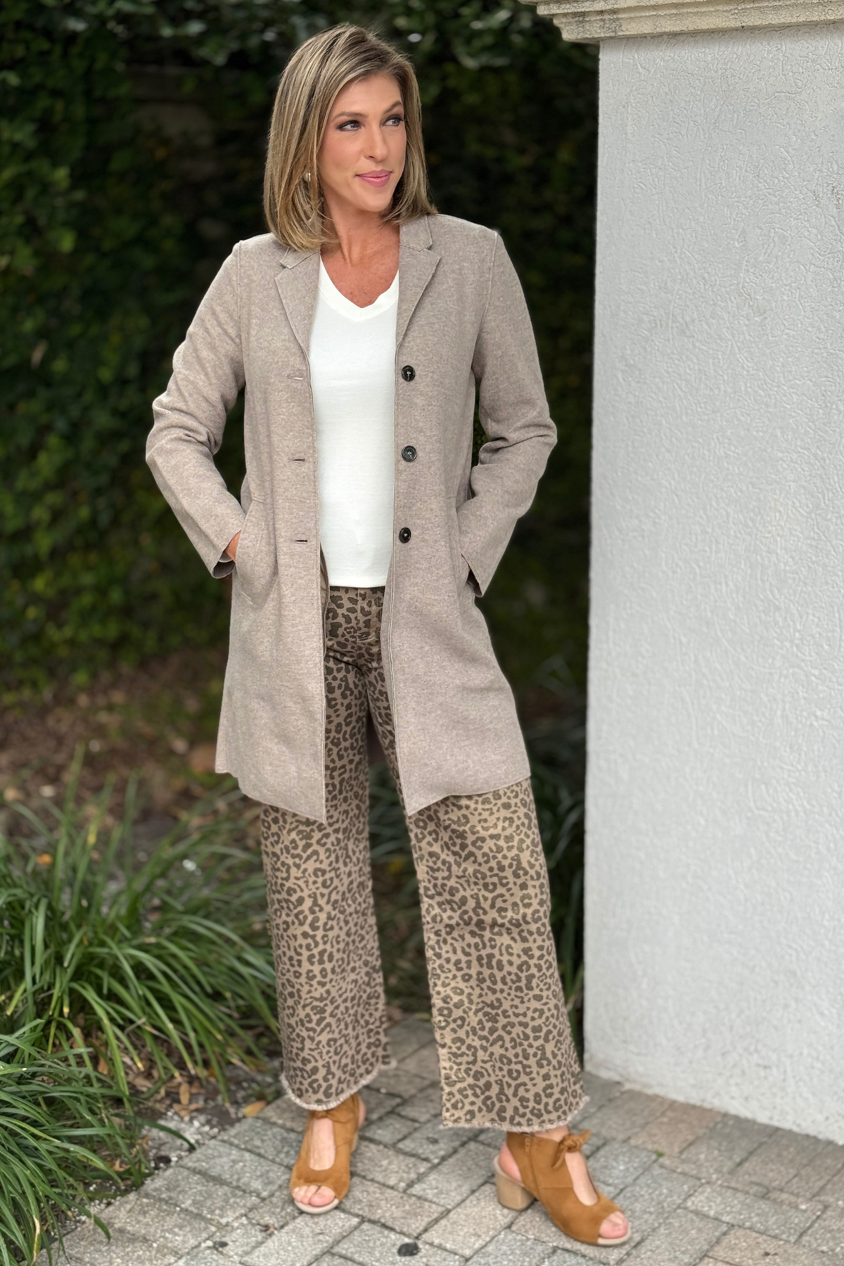 Women’s Heather Latte longline fall coat by Renuar