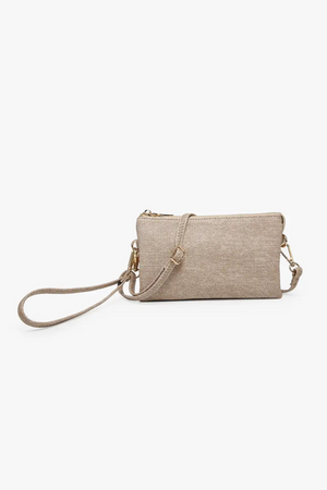 Riley Monogrammable 3-Compartment Crossbody & Wristlet in Almond