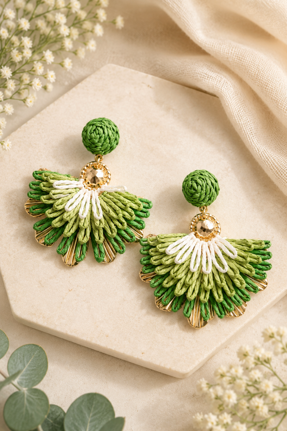 Sunset Bloom Raffia Statement Earrings