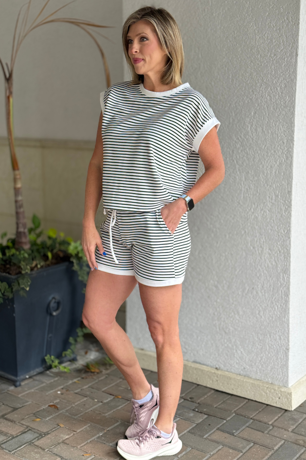 The Sweetest Thing Striped Lounge Set – Black