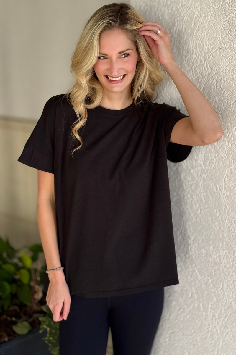 Women’s black pigment dyed cotton t shirt