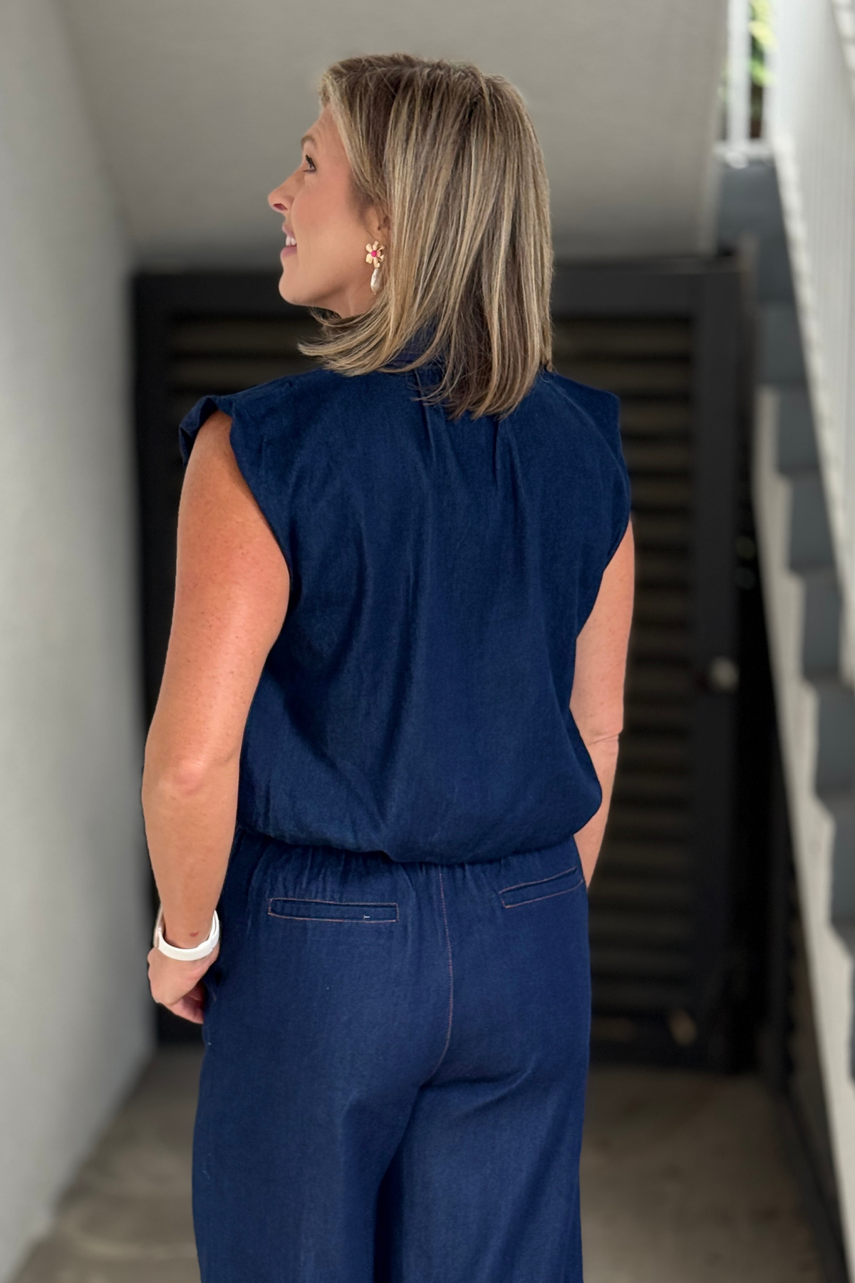 Women’s coordinating denim top in indigo
