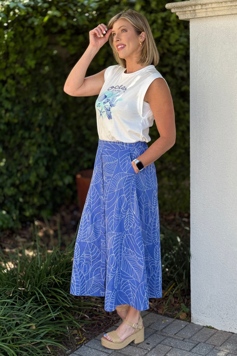 lightweight poplin A-line skirt for summer