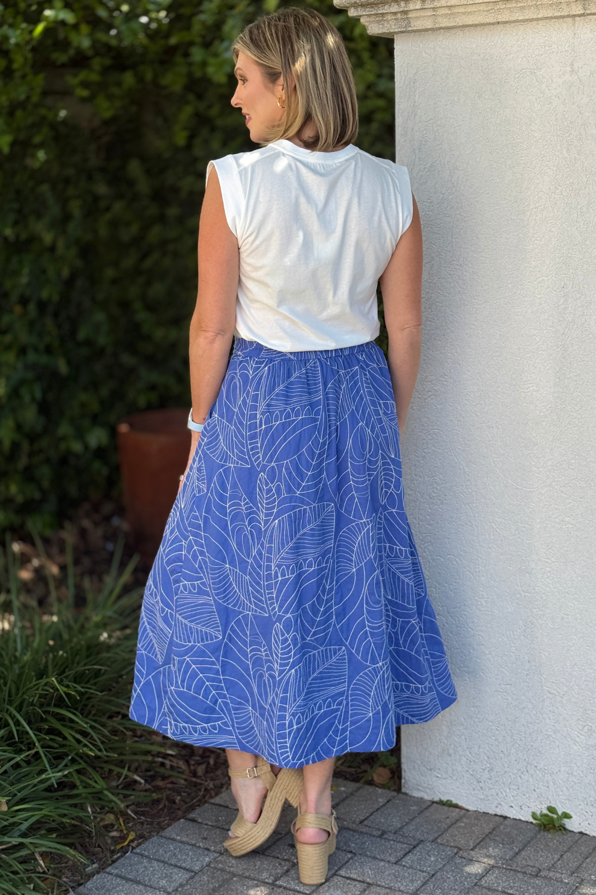 flowy midi skirt with front buttons