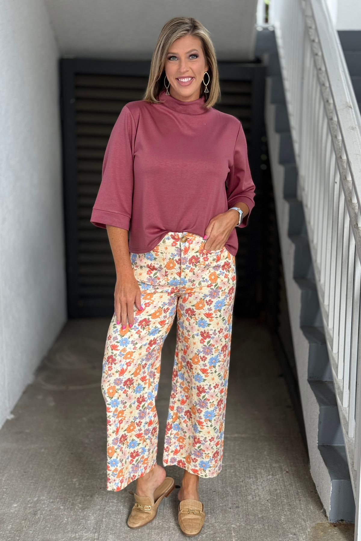 Marsala knit top for women