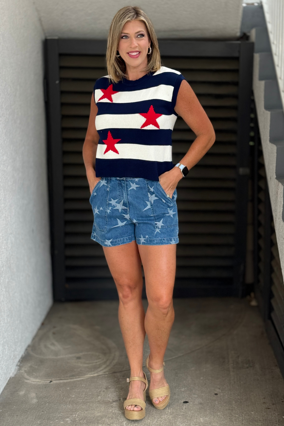 Red white and blue patriotic sweater tank top