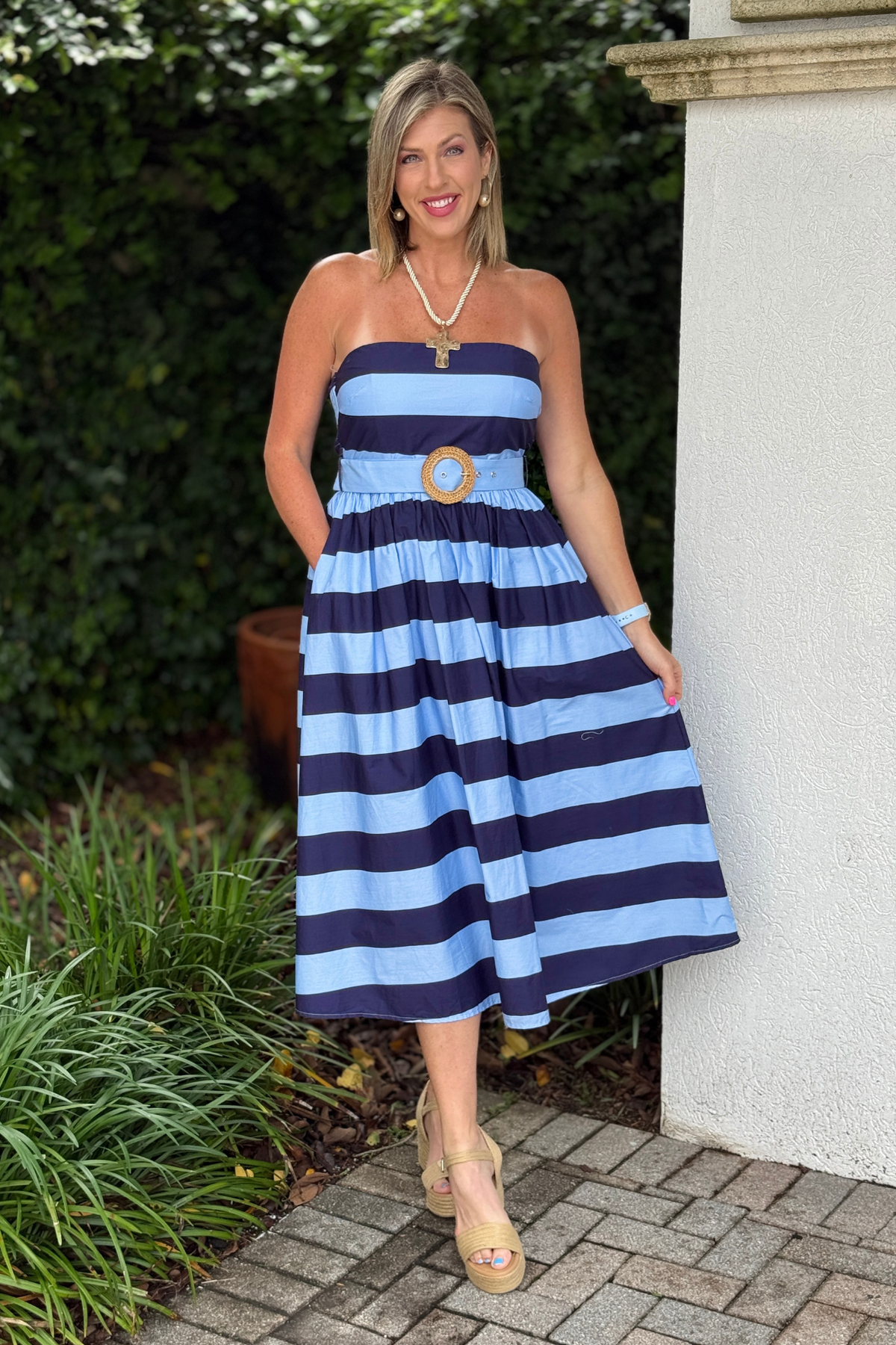 Navy & Light Blue Strapless Stripe Midi Dress | The Pink Nickel Women's Clothing Boutique | The Pink Nickel Navy & Light Blue Strapless Stripe Midi Dress | The Pink Nickel Women's Clothing Boutique | The Pink Nickel