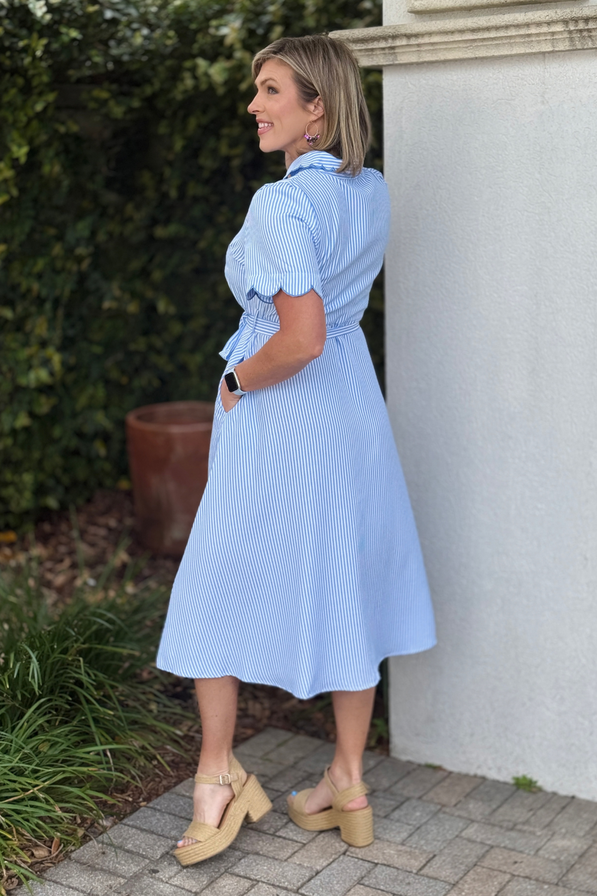 flowy striped spring dress with pockets