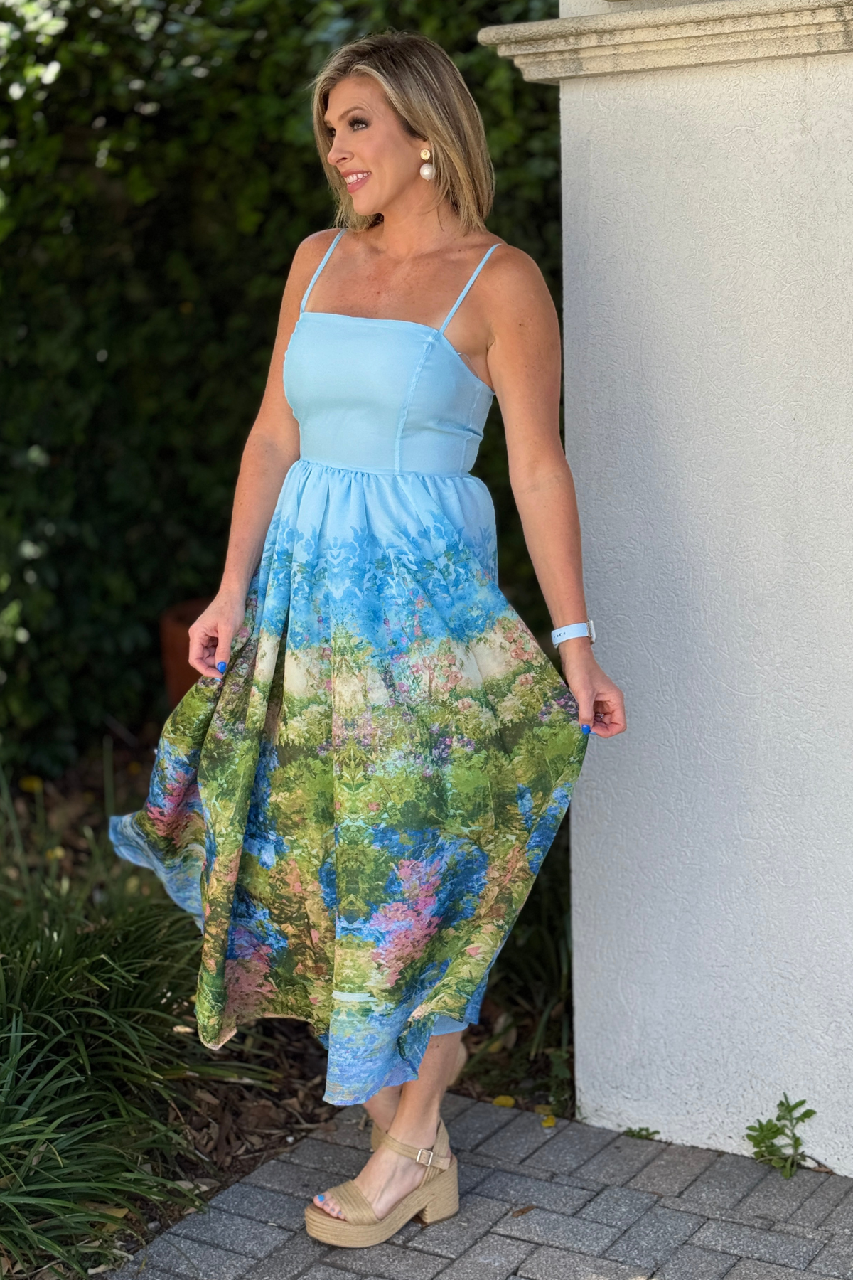 back view midi dress with straps zipper