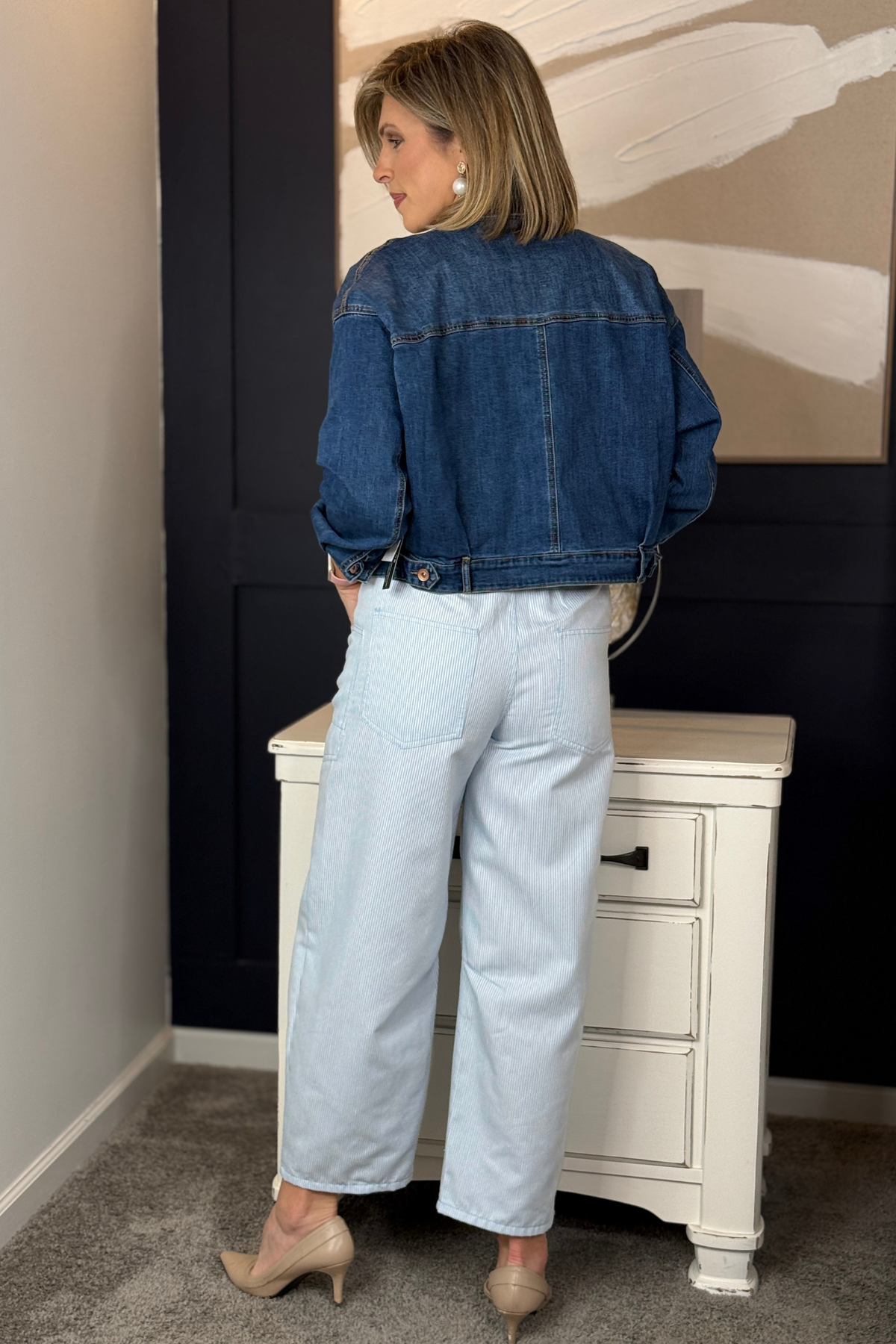 Casual boutique drawstring pants styled with crop tank