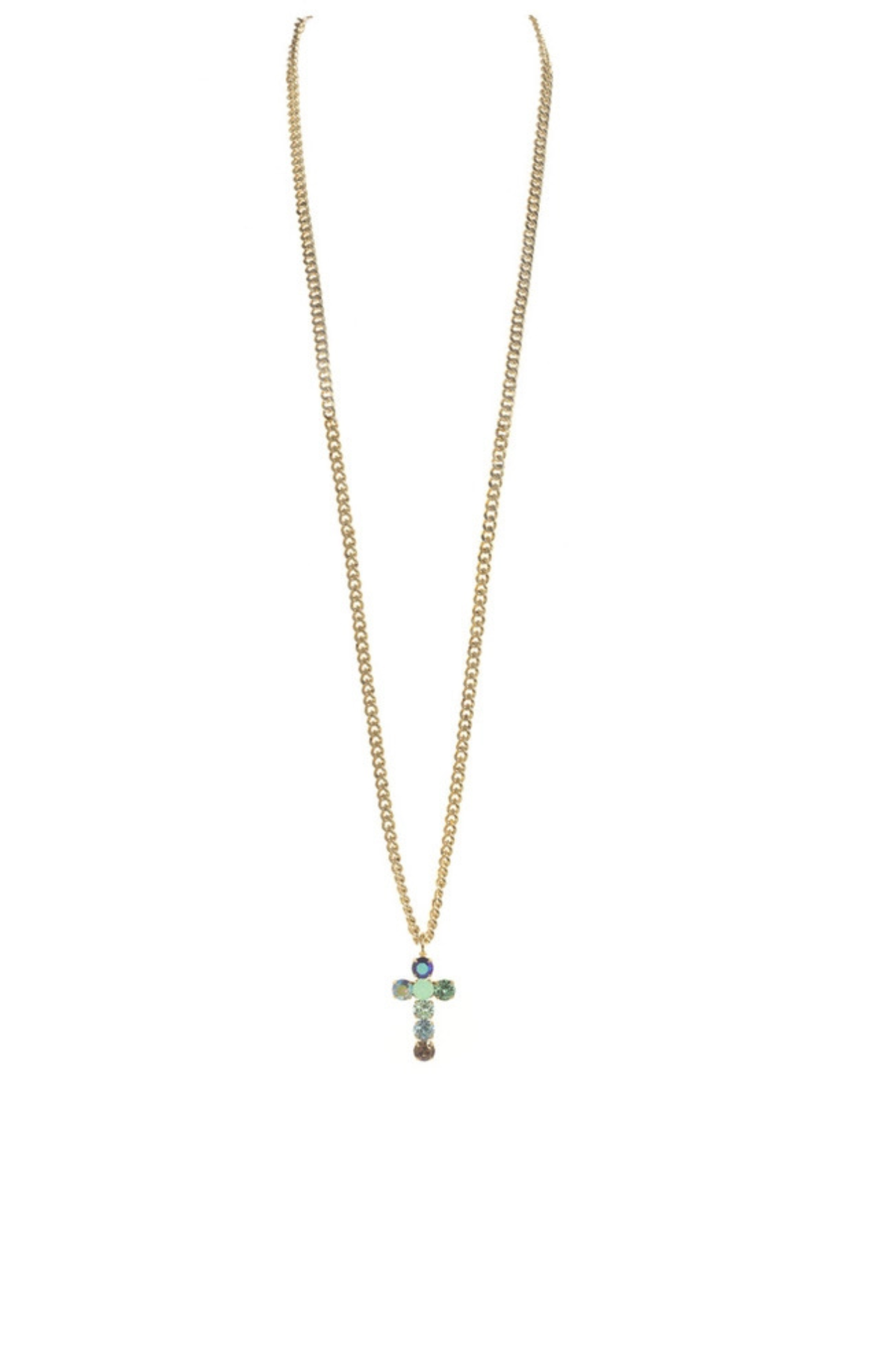 TOVA Blue Ombre Cross Necklace