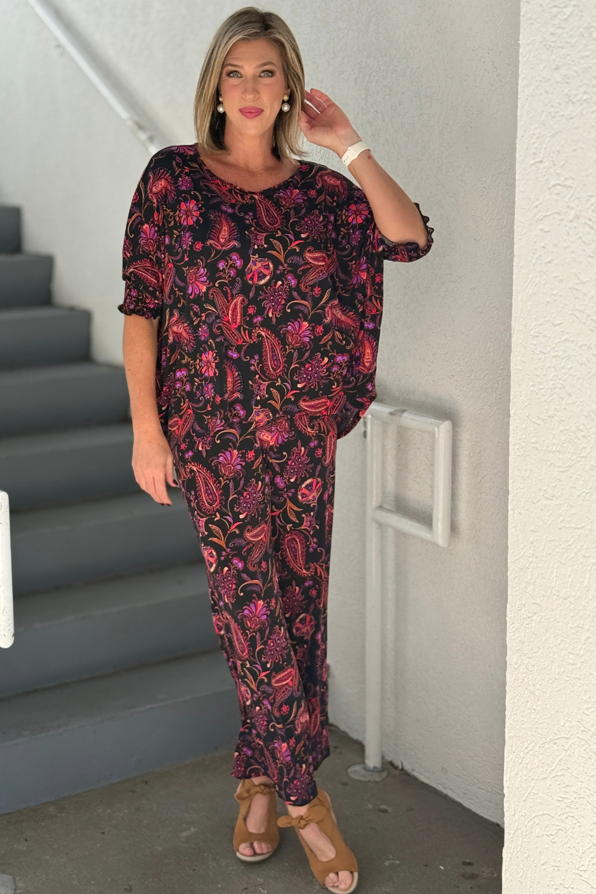 Women’s fall matching set with relaxed fit pants and pockets