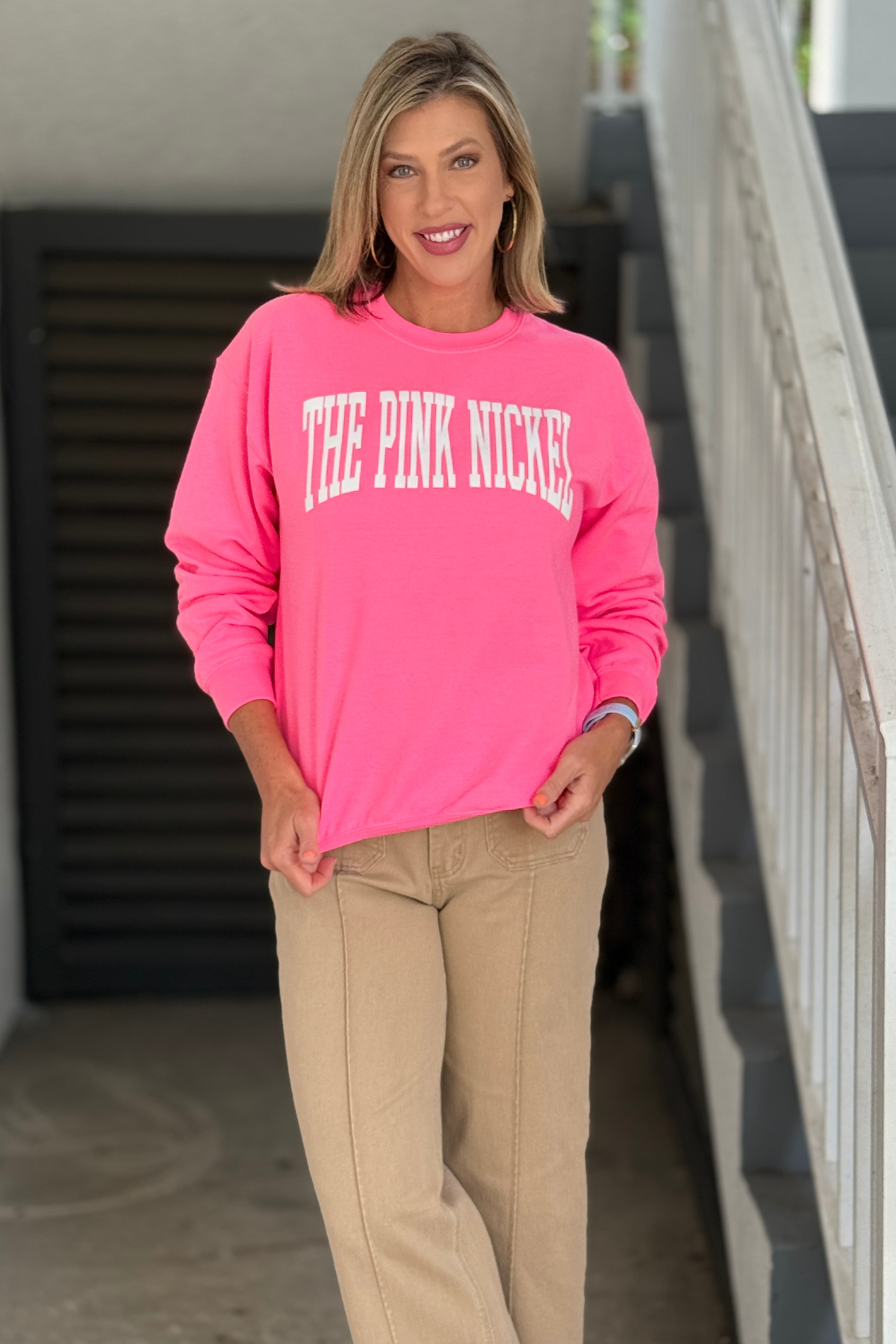 Women's The Pink Nickel collegiate graphic sweatshirt