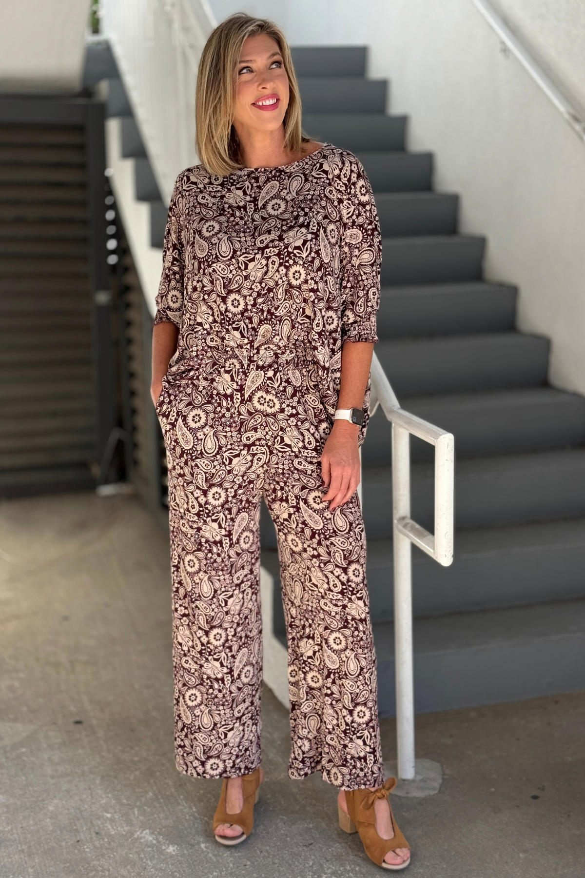 TPN Fireside Paisley two piece set in burgundy