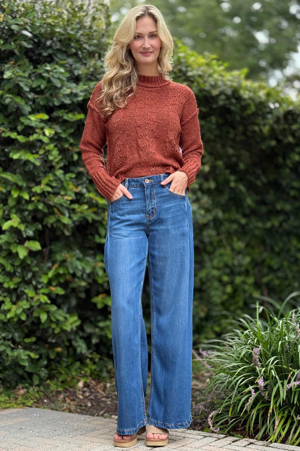 TRIBAL Flowy Lyocell® Audrey Pleated Wide Leg Jeans