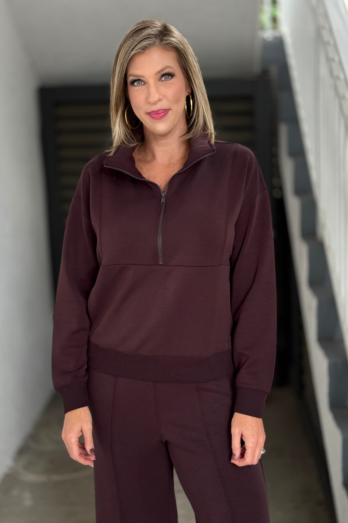 Women's brown mixed media pullover by Tribal