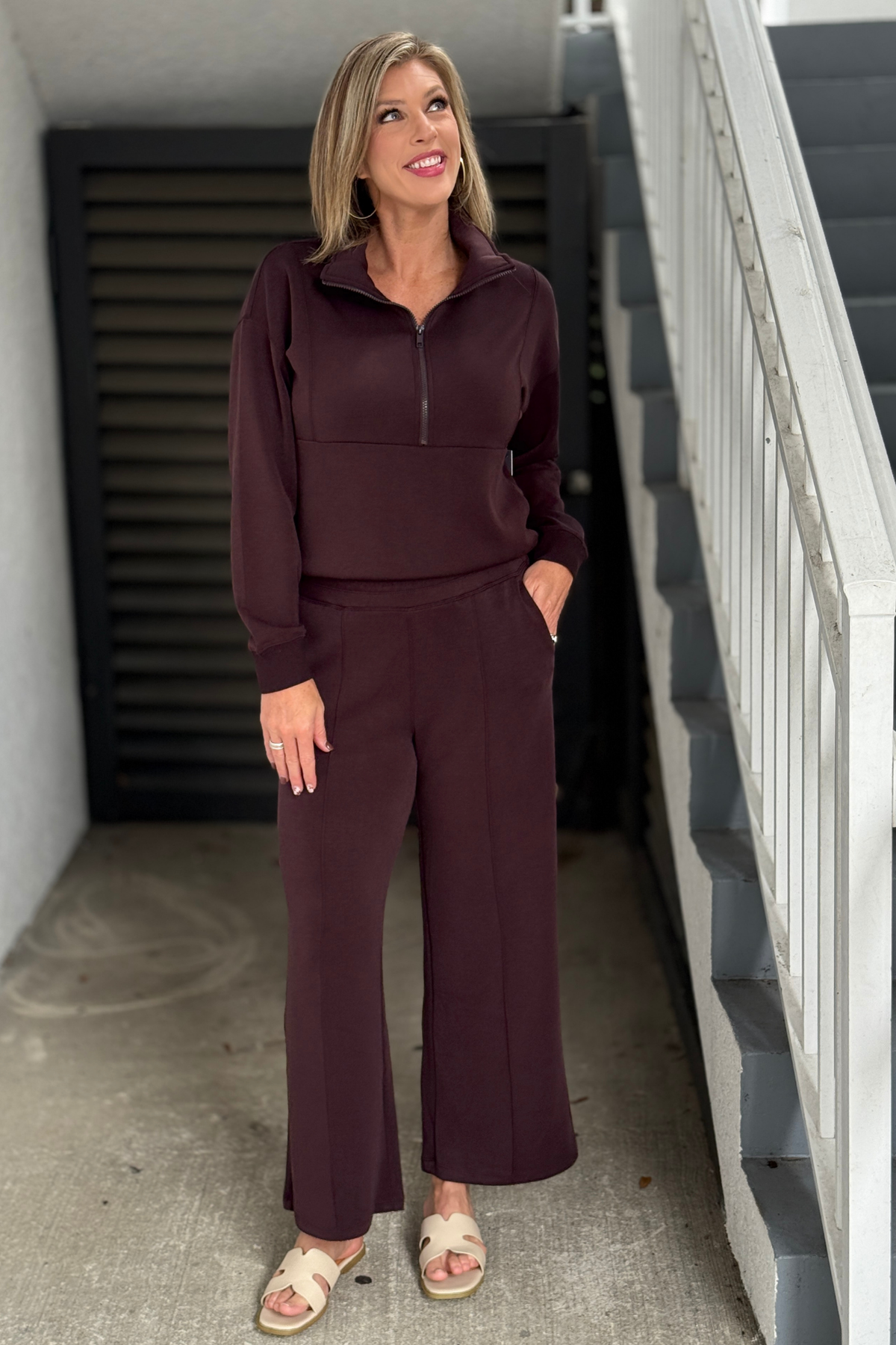 Tribal Soft Modal Pintuck Wide Leg Pants in Saddlebrown