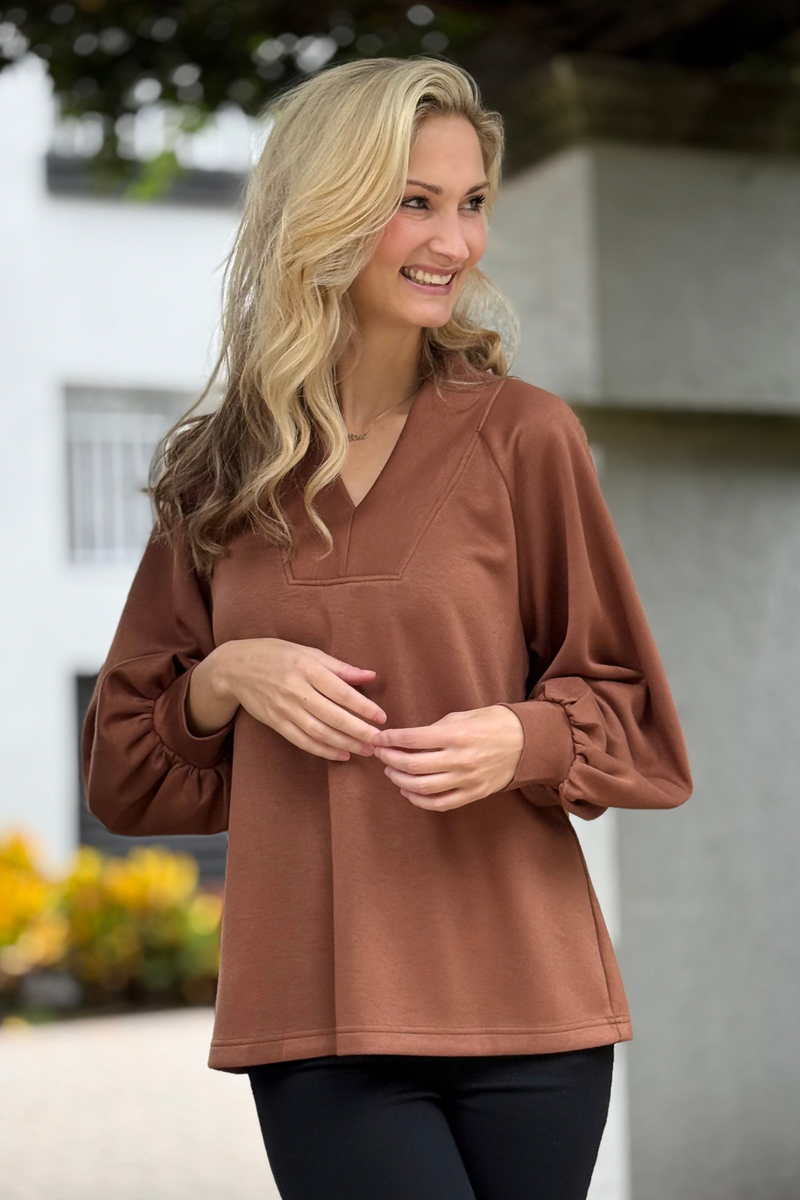 The Market Day Top in Chocolate – side view