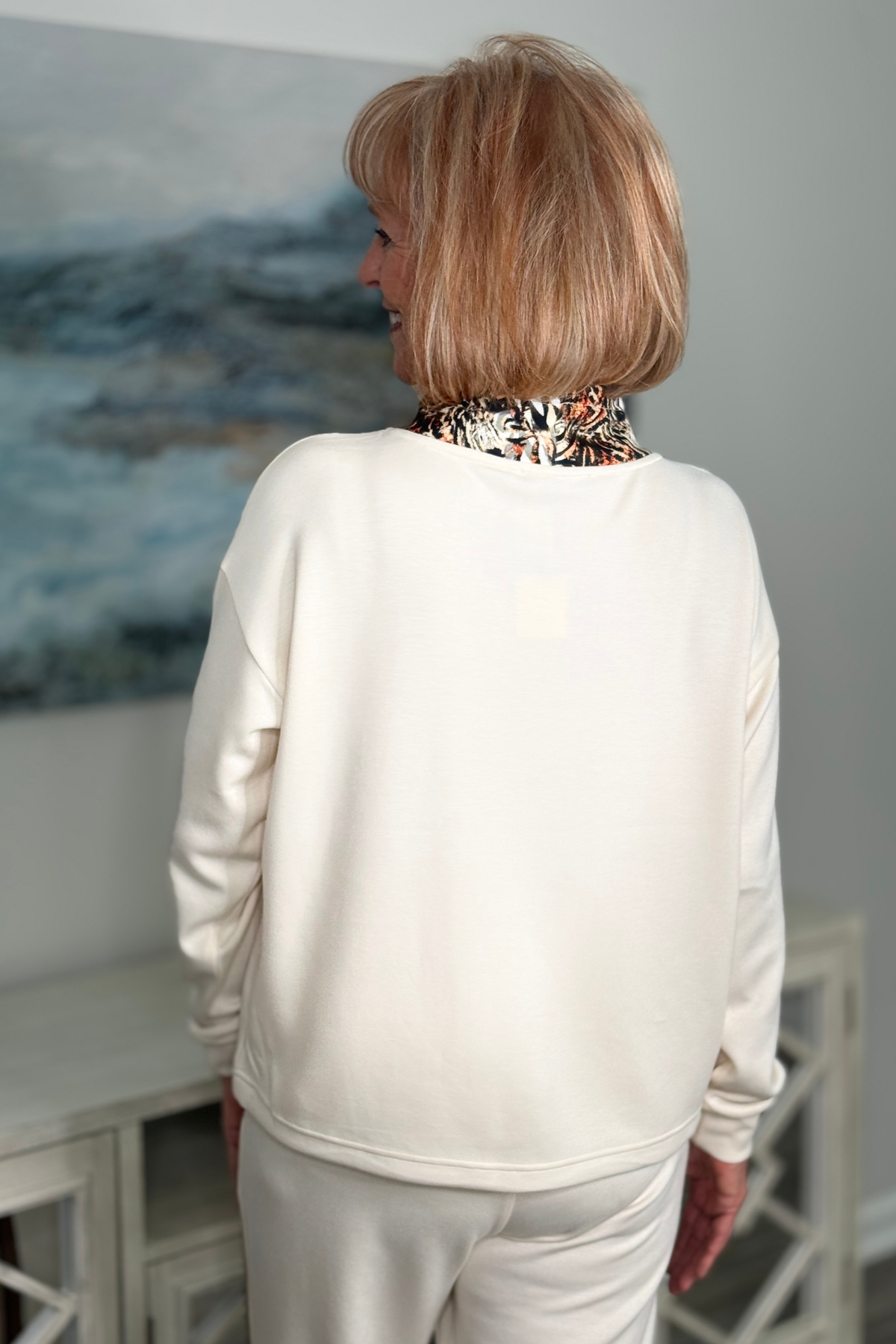 Elena Wang coordinating Sand Combo hoodie styled with matching pants
