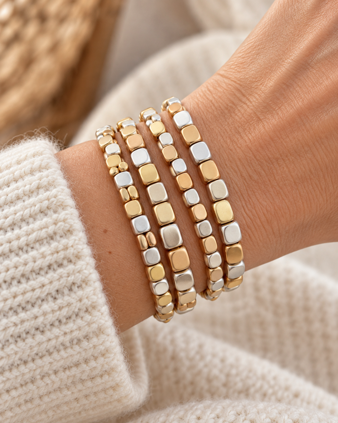 Modern Mix Four-Piece Stretch Bracelet Set