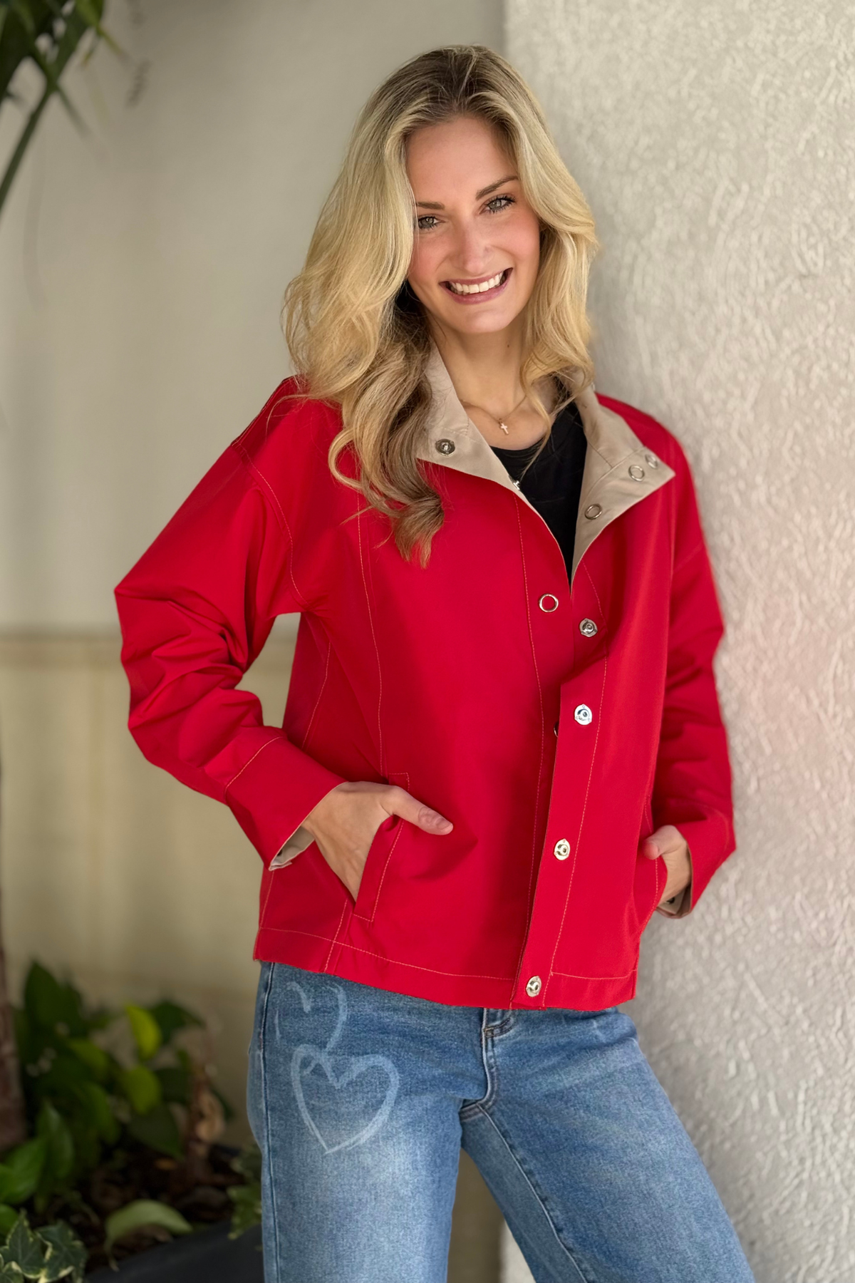 Two-tone snap-front jacket from Tribal Spring 2026 collection