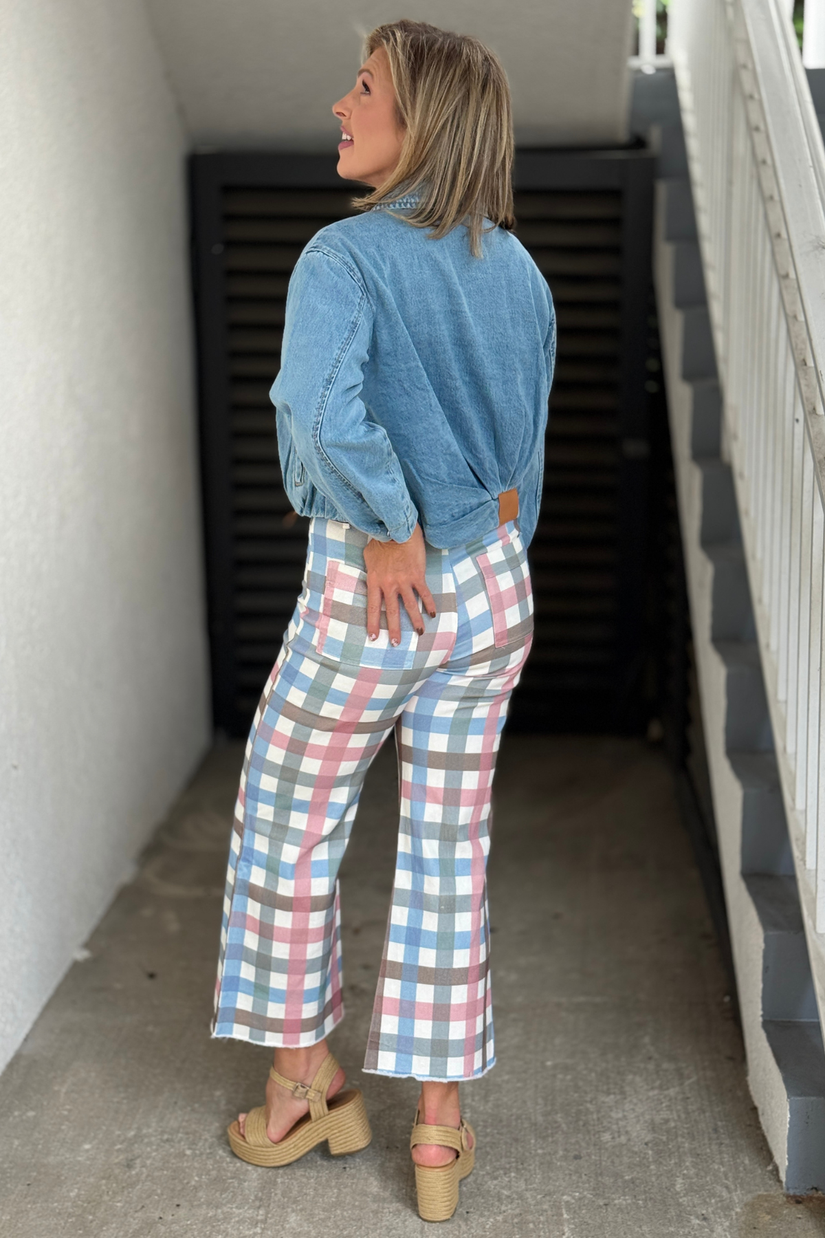 Women’s Tribal bubble hem jean jacket in Oxford Blue
