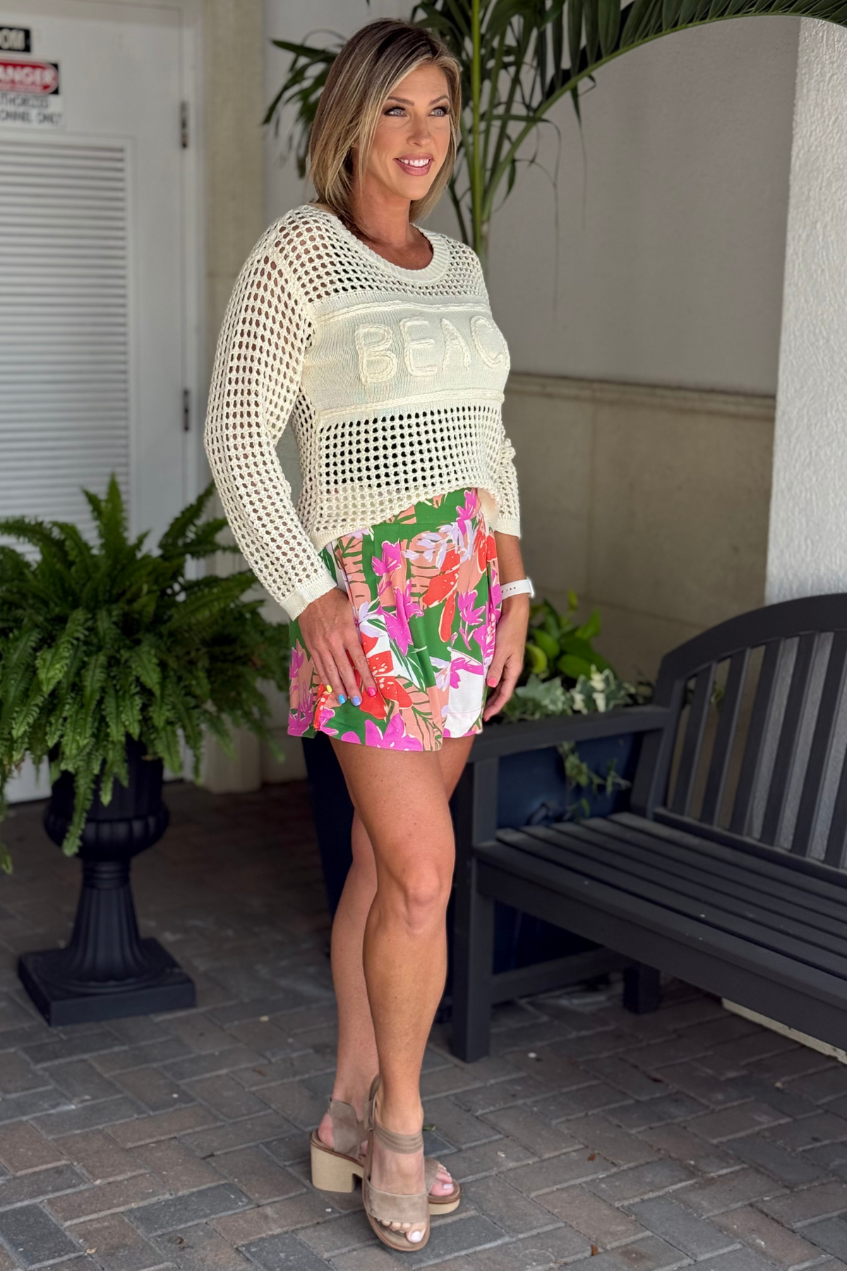 Tribal Cartagena Breeze Printed Pleated Shorts