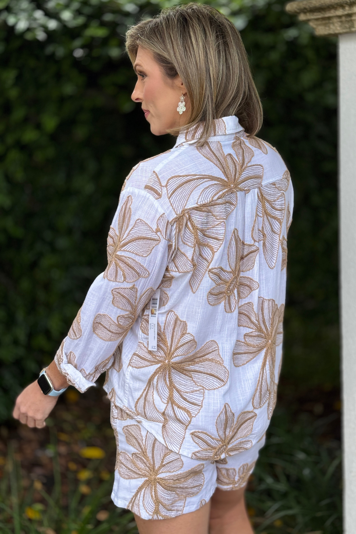 Matching set blouse styled for casual summer outfit
