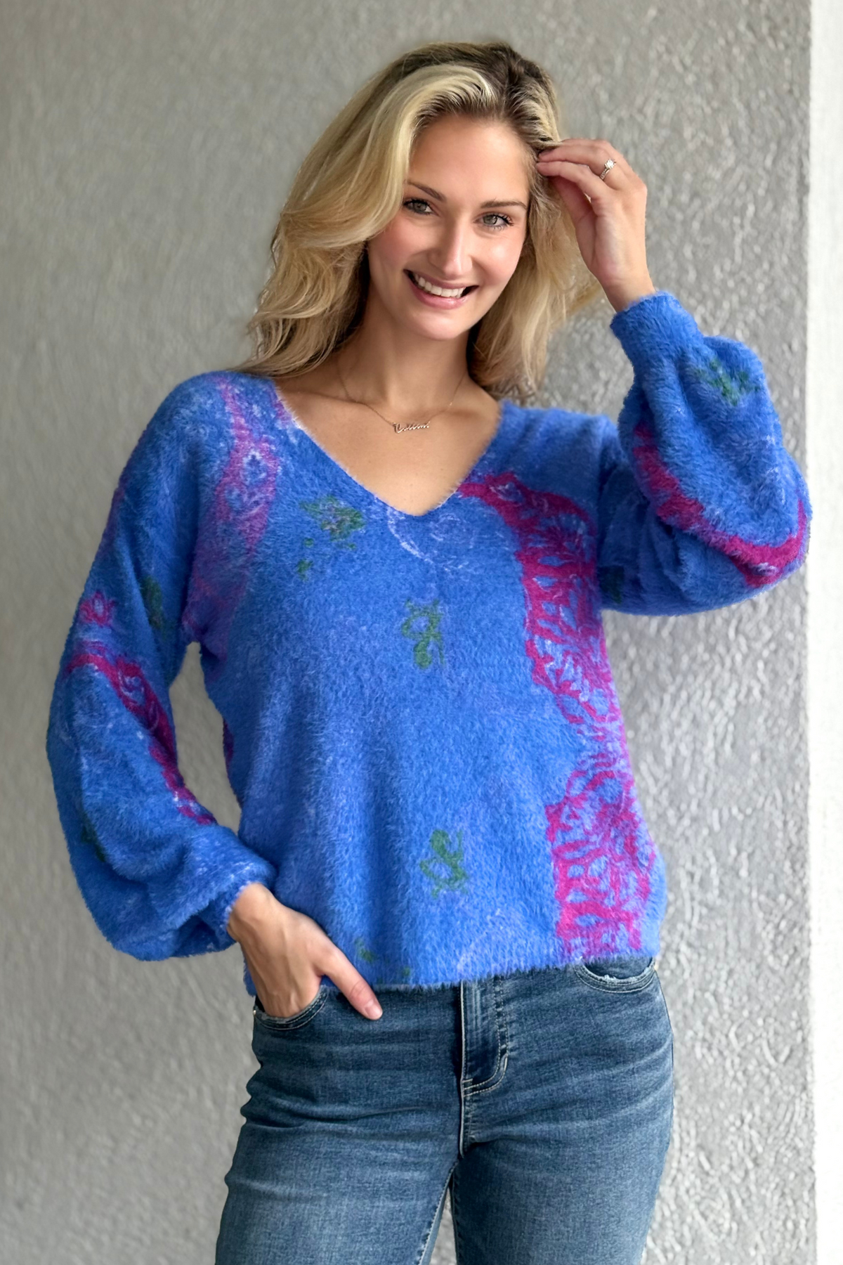 Tribal The Lapis Bloom Reversible Sweater