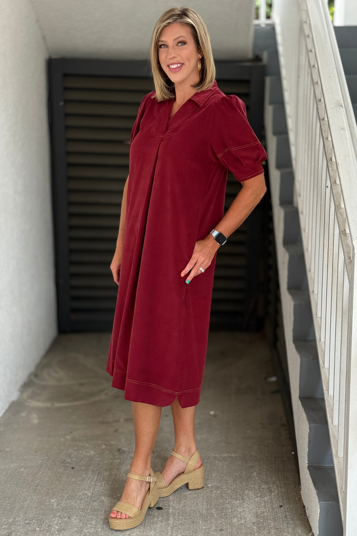 Boutique corduroy midi dress for women