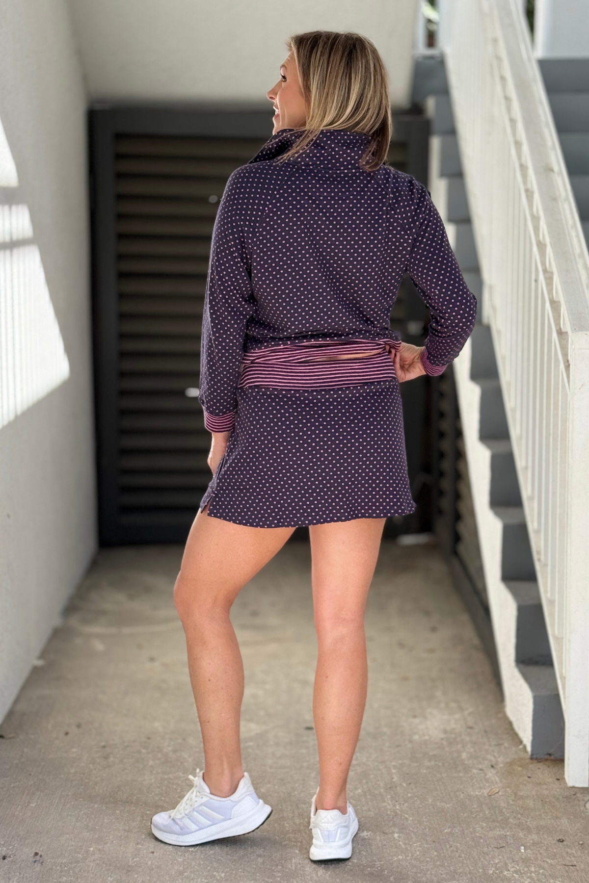 Back view of Playful Dots Navy and Pink Skort
