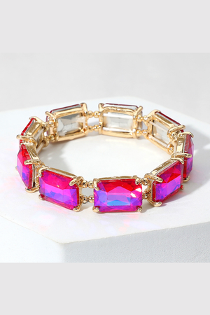 Fuchsia Glam Emerald Cut Stretch Bracelet