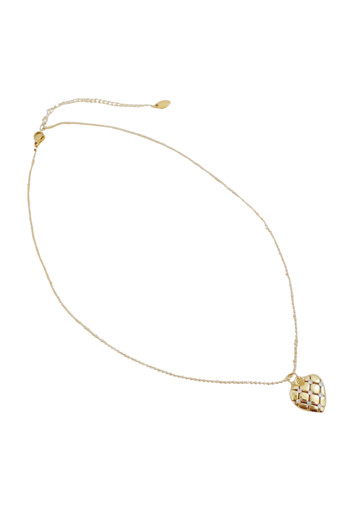 Quilted Heart Pendant Necklace in Gold
