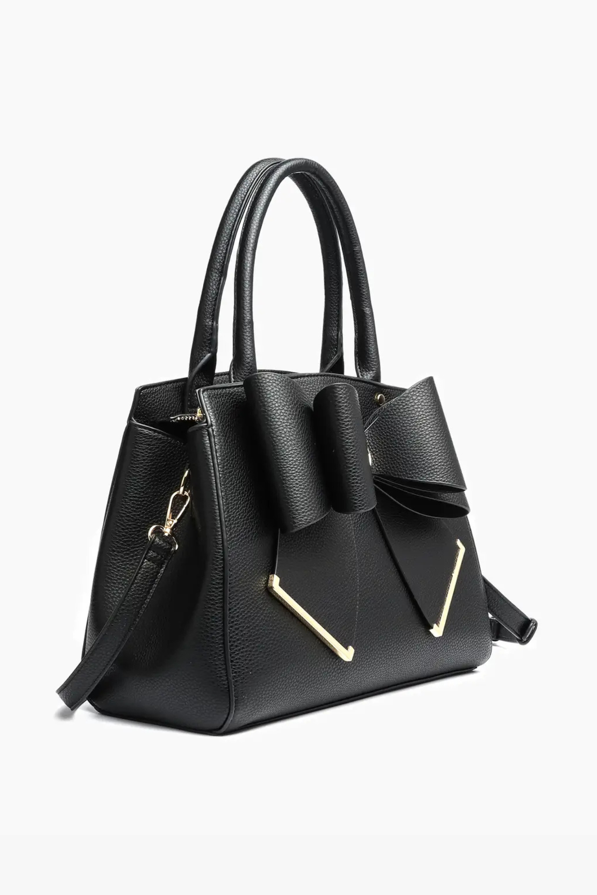 The Poppy Bowtie Structured Satchel – Black