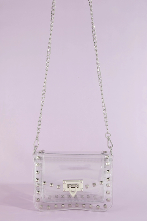 Clear Studded Stadium Crossbody Bag